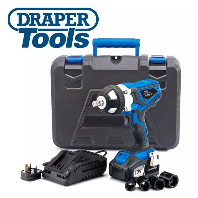 Draper Storm Force Cordless Impact Wrench 2x 20volt Li-ion 82983 & Sockets