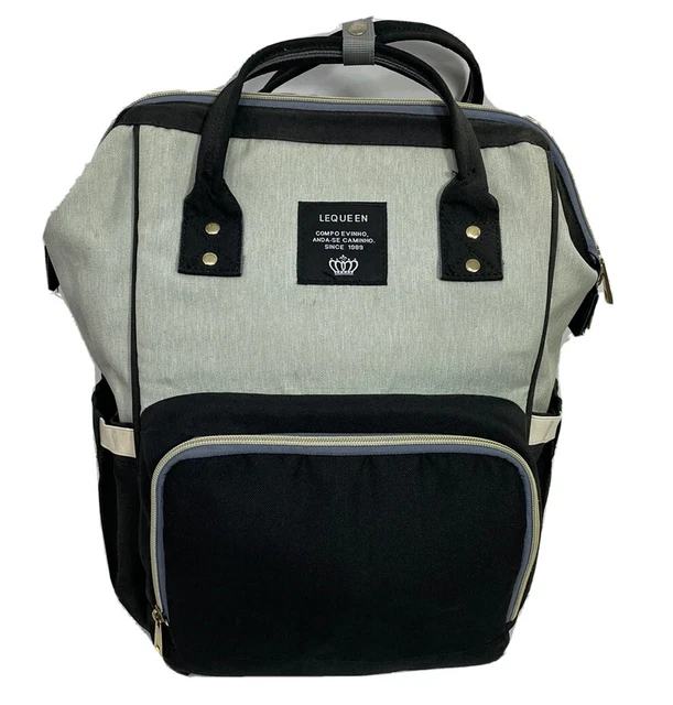 LAND LEQUEEN Black Gray Mummy Baby Diaper Bag Maternity Nappy Backpack Baby