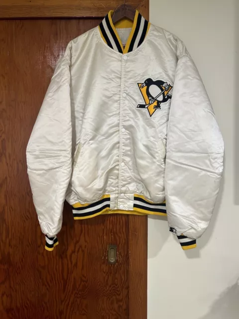 XL Vintage 90s Pittsburgh Penguins Starter Satin Jacket Hockey NHL Jagr Lemeuix