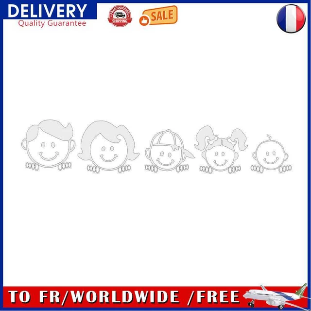 5x25 cm Heureux Famille Autocollant De Voiture Art Design Pattern pour Pare-Bris