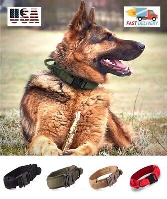 Tactical Big Dog Collar Heavy Duty ~ K9 Dog Pet Metal Buckle USA