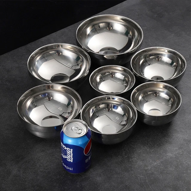 Doble capa aislamiento cuencos de acero inoxidable bandeja para ensaladas bandeja profunda platos