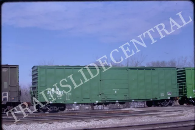 Original train slide BN Burlington Northern boxcar 214558, 1989