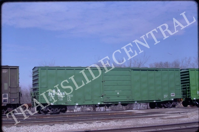 Original train slide BN Burlington Northern boxcar 214558, 1989