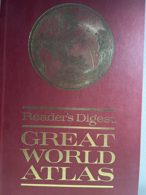 Readers Digest Great World Atlas 1963 Vintage 1st Edition Hardcover Relief Maps