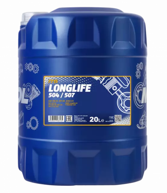 Mannol 60L Fully Synthetic Engine Oil Longlife 3 5w30 LL-04 AUDI VW 504/507 C3 2