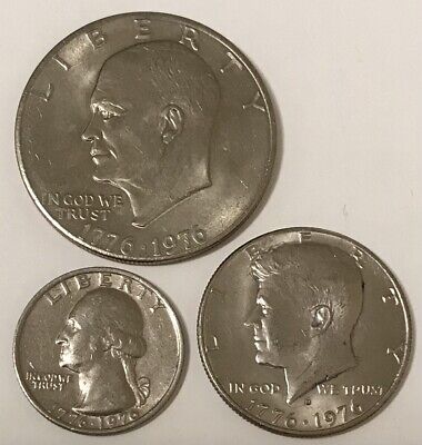 1976 Dollar Half Quarter Bicentennial 3 Piece Coin Set