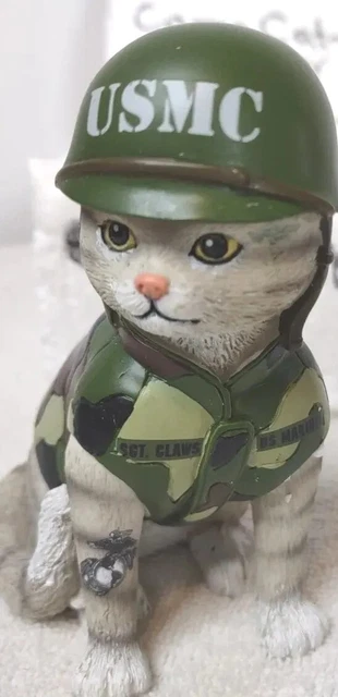 Hamilton Collection HC Military Cat Mander Figurine Marine Cat 4" Resin Sgt Claw