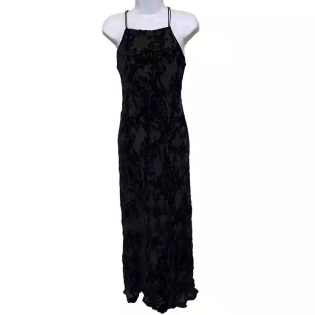 VTG Express Black Burnout Maxi Dress Womens Size 3/4 90s Y2K Witchycore Goth