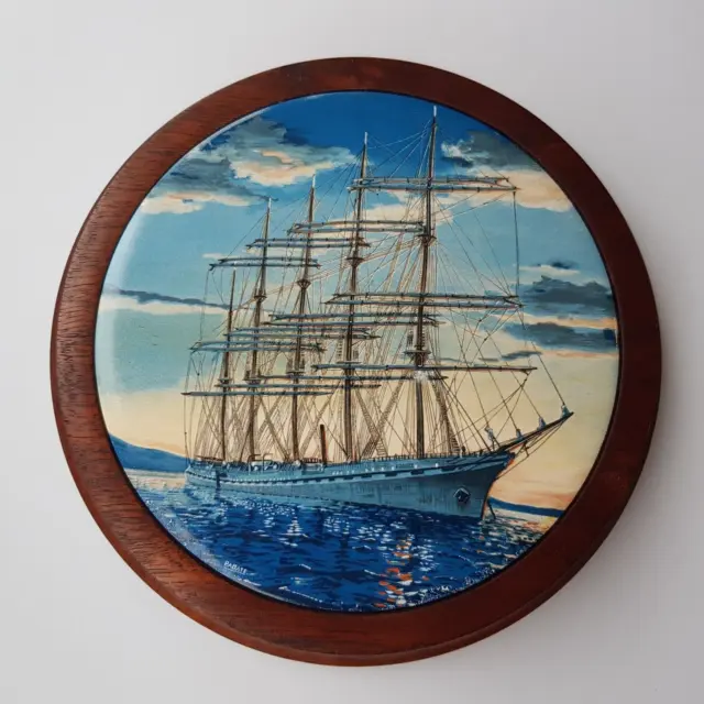 De colección olla cerámica soporte vela barco alto Francia trivet 18 cm madera base corcho