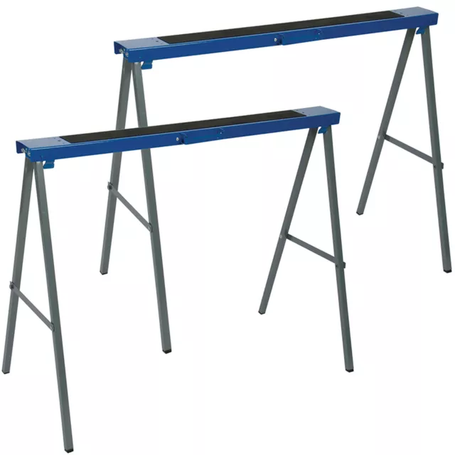 Silverline Twin Pack Metal Saw Horse Trestles - 125kg Max Load Woodworking Tools