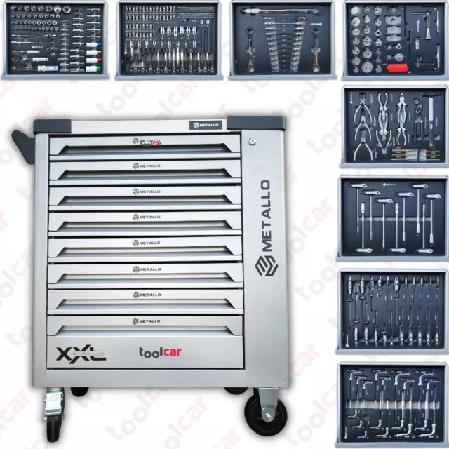 Metallo l XXL Werkzeugwagen Rollwagen Werkstattwagen gefüllt mit 8/8 Schublade