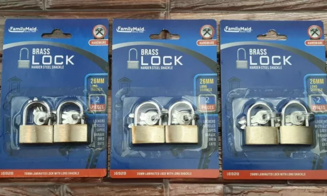 Locks 6 Pack Hardened Steel Shank 26mm Weatherproof Heavy Duty Keyed Padlocks