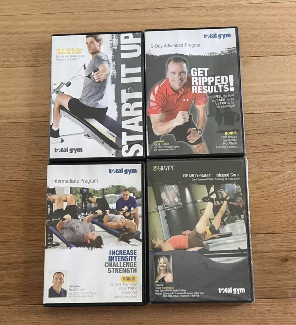 Total Gym 4 DVD’s Get Ripped, Gravity Pilates, Intermediate Program, Start Up