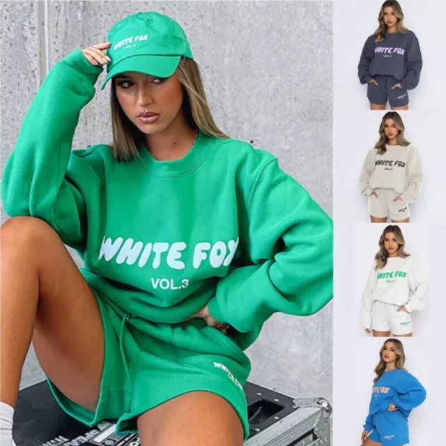 2* White Fox Boutique Hoodies Tracksuit Set Pullover Sweatshirt Shorts Plus Size