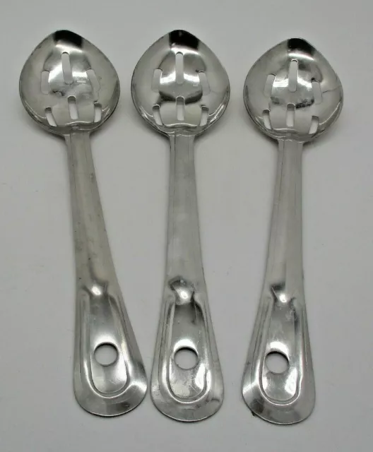 3 Buffet Serving Spoons Stainless Steel Heavy Duty, Slotted, 11"