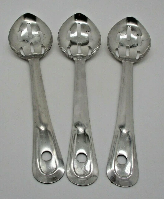 3 Buffet Serving Spoons Stainless Steel Heavy Duty, Slotted, 11"