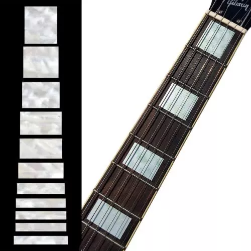 Fretboard Markers Inlay Stickers Decals for Guitars & Bass - LP SG Blocks - Whit