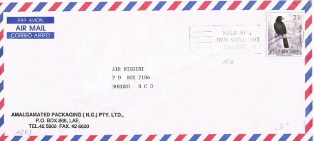 PNG, Brief von BOROKO (BK-21/1) + (MST-15a) Slogan kopfstehend, nach BOROKO, 121