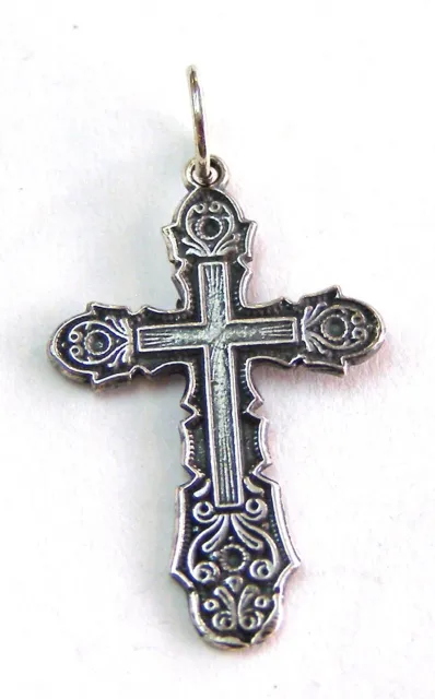Cross Orthodox Old Slavic Jesus Christ Crucifix sterling silver 925 #a83a