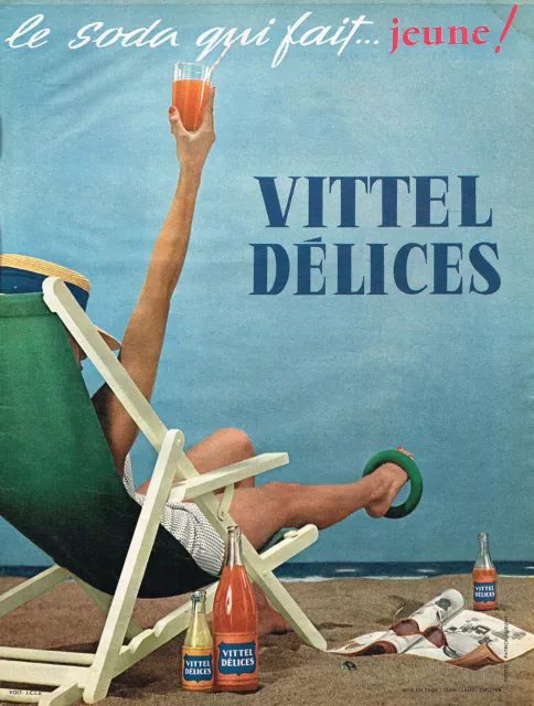 PUBLICITE ADVERTISING 0314   1959   VITTEL DELICES soda  fait jeune