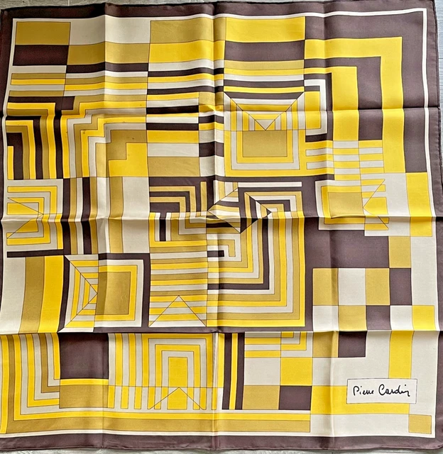Foulard En Soie Pierre Cardin – Carré 87cm – Mousseline De Soie – Vintage – Rose