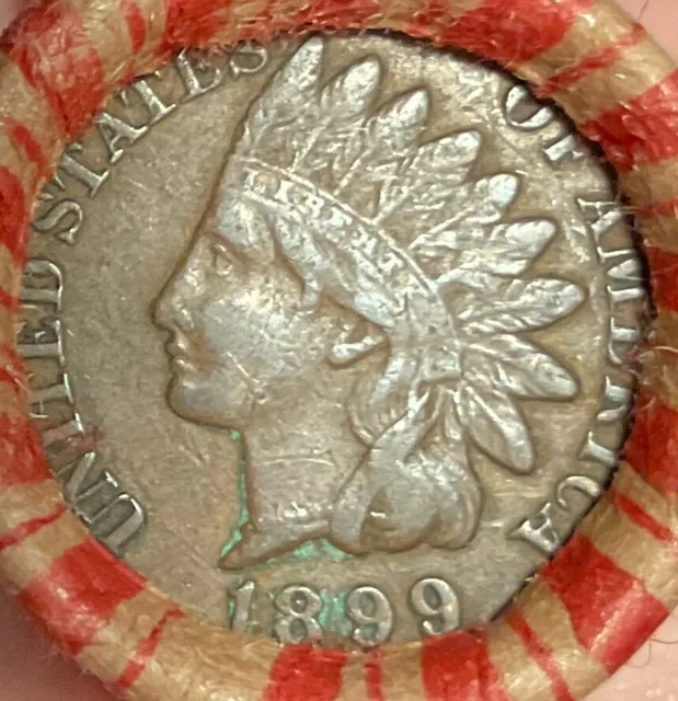 Crimped & Sealed Wheat Pennies roll capped high grade 1899 Indian Head Cent #77