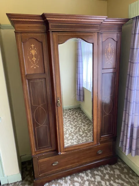 Inlaid Antique Wardrobe With One Drawer