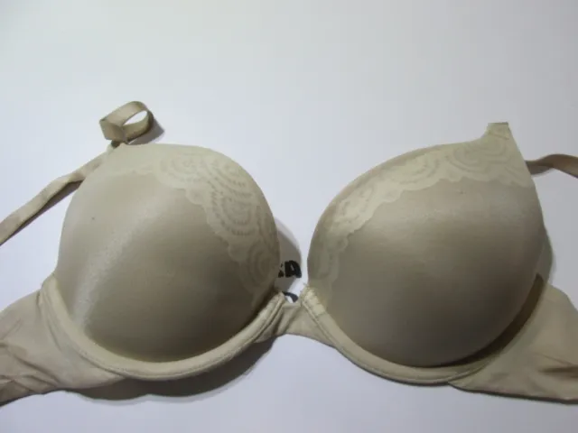 Lily Of France Bra Size 34A Beige Underwired Lined T-Shirt Adjustable Straps