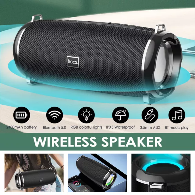 Wireless Bluetooth Speaker HiFi Stereo Sound Portable Subwoofer AUX/TF/FM Radio