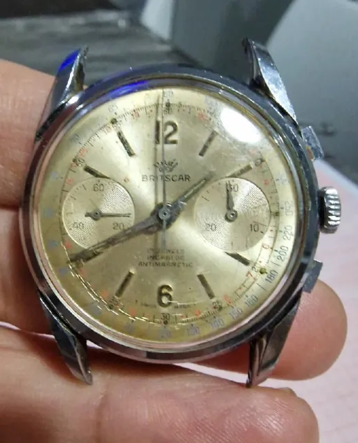 Orologio Cronografo Landeron 248 BRITSCAR uomo Vintage Da Revisionare Funziona