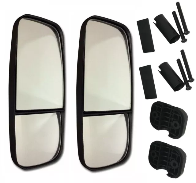 2 X DUAL UNIVERSAL MIRRORS Pair Tractors Truck Wing Split Fixing Dual Zoom HGV