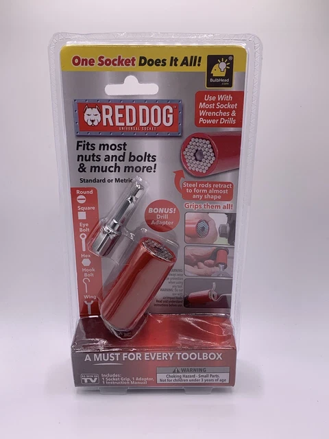 Red Dog Socket AS-SEEN-ON-TV w/ Bonus Drill Adapter Use with Most Socket