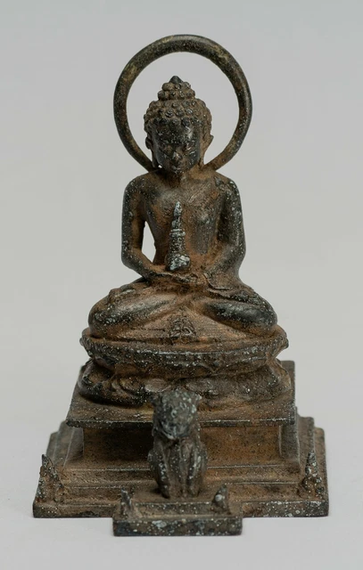 ANTICO INDONESIANO STILE Bronzo Seduta Giavanese Amitabha Buddha Statua