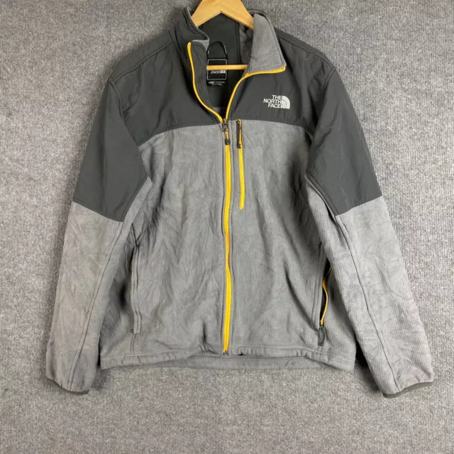 The North Face Jacket Mens XL Grey Yellow Fleece Softshell Hiking Outdoors