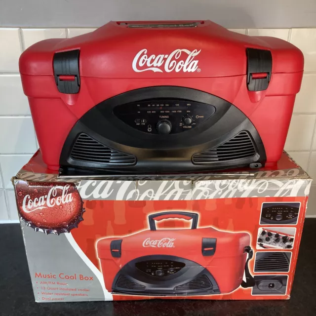 Vintage 90’s Coca Cola Cooler Box With Built In FM Radio Boom Box + Original Box