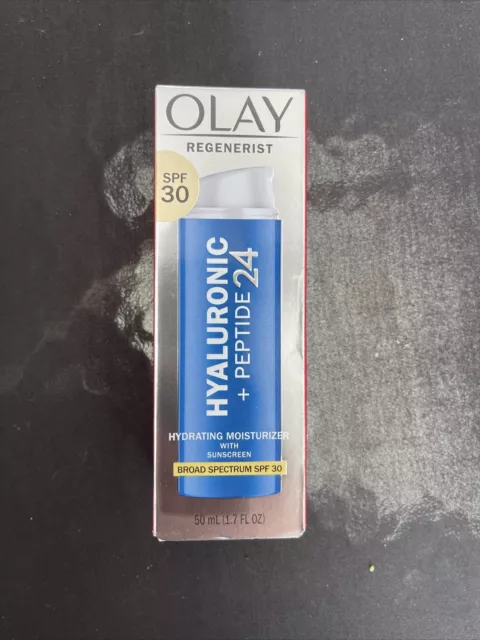 Olay Regenerist SPF 30 Hyaluronic + Peptide 24 50ml Hydrate Moisturizer 06/2024^