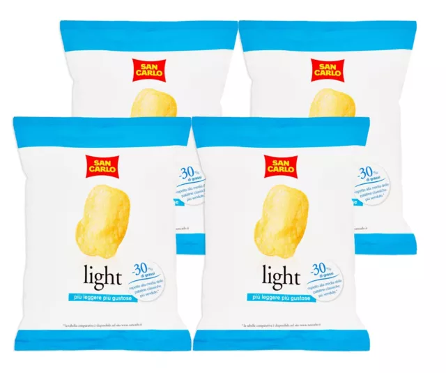 4x San Carlo Patatine Light Più Leggere Più Gustose con Meno Grassi 75g