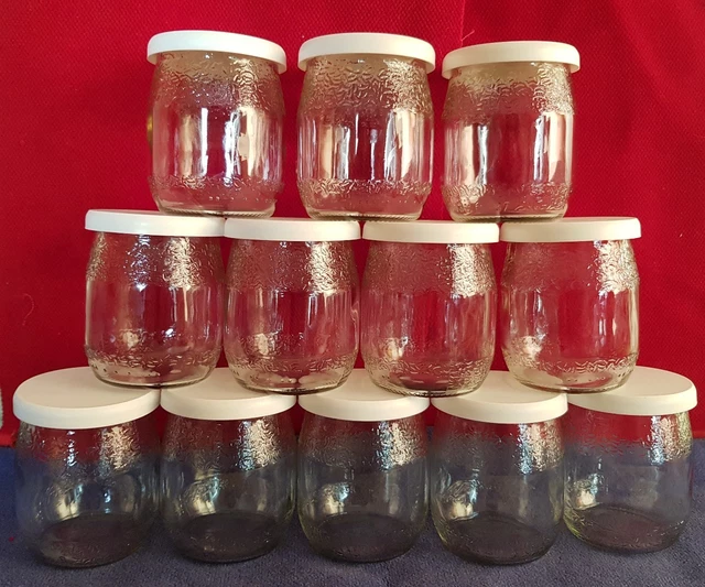 12 POTS DE yaourt en Verre avec couvercle, 125 ml. Lot de 12 EUR 12,00