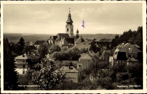 Ak Hartberg Steiermark, Blick auf den Ort, Kirchturm - 10640013