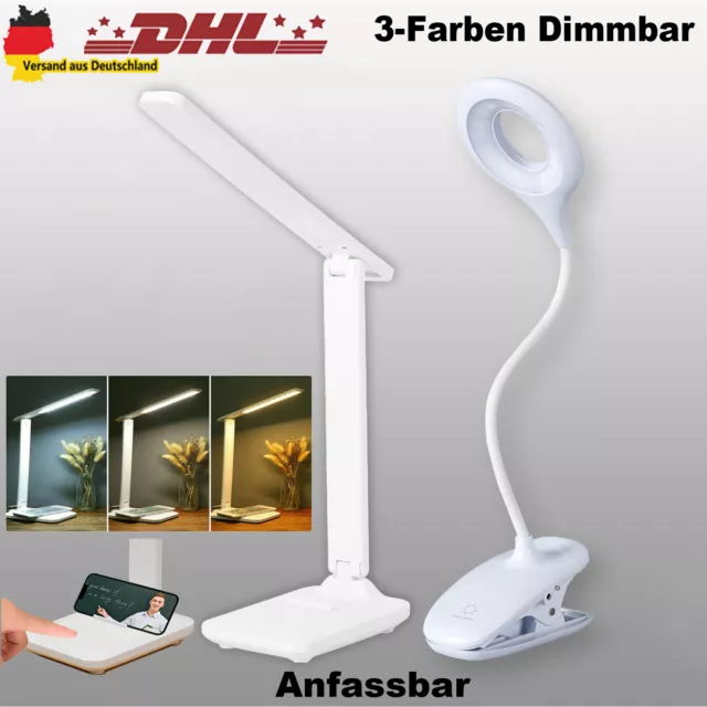 LED Klemmleuchte dimmbar Schreibtischlampe Leselampe flexibel USB Tisch-Lampe