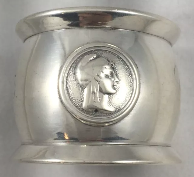 Coin Silver Double Medallion Napkin Ring-1 3/8" wide- Mono'd Ella 1875