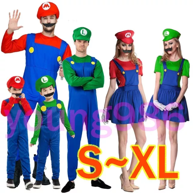 Super Mario Luigi Costume di Halloween in maschera per donne, uomini, ragazzi