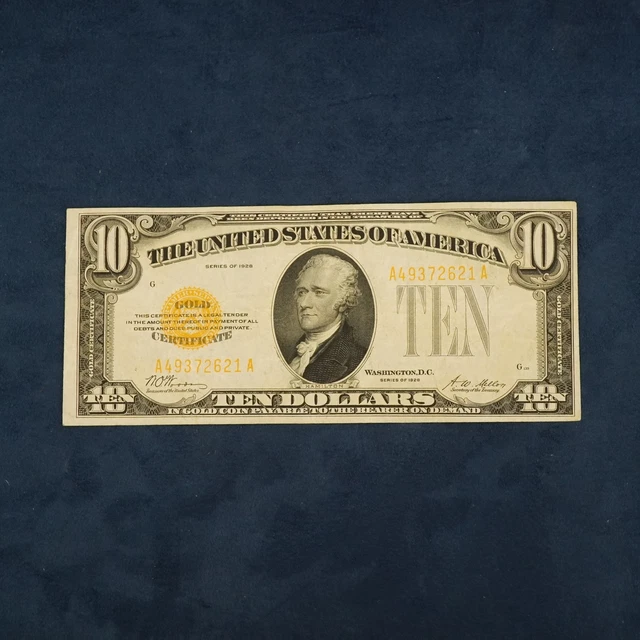 Series of 1928 $10 Gold Certificate Ten Dollar Bill FR 2400 - Free Shipping USA