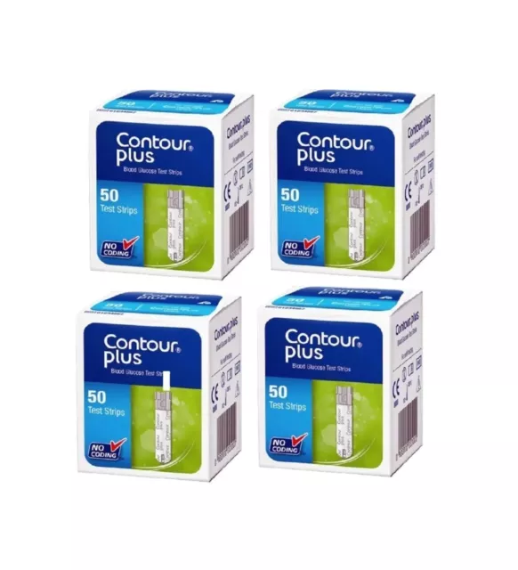 Tiras reactivas de glucosa en sangre Contour Plus 4 cajas total 200 piezas