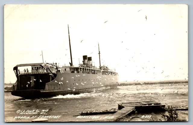 Postcard RPPC MI Steamer Ship Wabash of Frankfort Manistique Michigan AX4