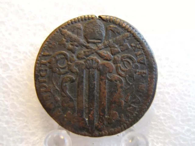 1750 italian papal states copper large cent coin italy biaocco antique old