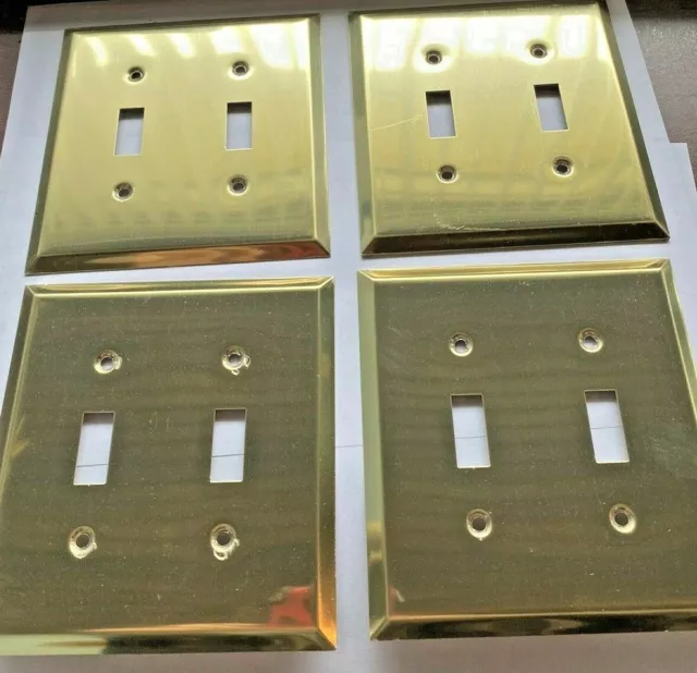 4 brass double Toggle antique vintage style light switch plates covers W screws