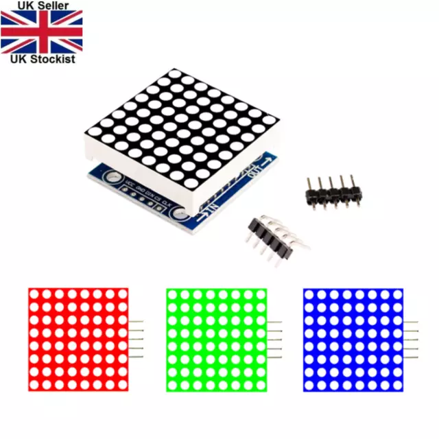 8x8 3mm/5mm Dot Matrix Display Red/Full Color RGB LED MAX7219 DIY Kit f/ Arduino