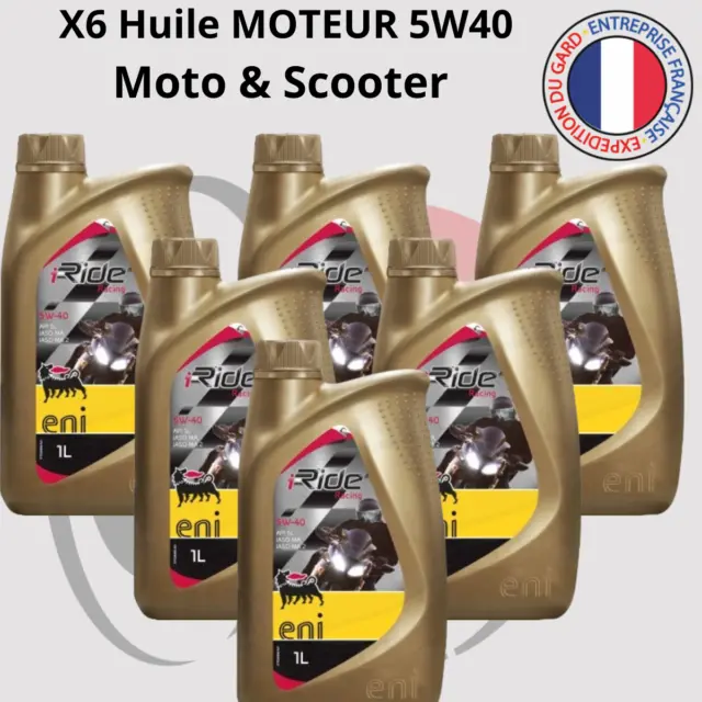 6 litres Huile moteur ENI i-Ride Racing 5W40 Moto et Scooter  x6 bidon 1L